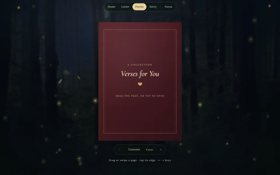 A Letter for You — the poetry book cover on desktop